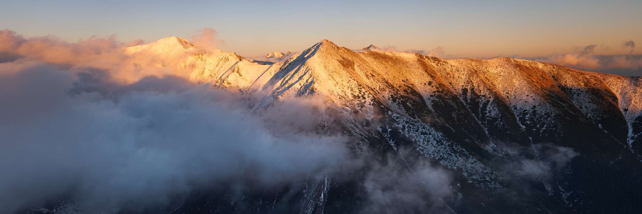 Večerní světlo na Bystré 1, Západní Tatry, říjen 2015