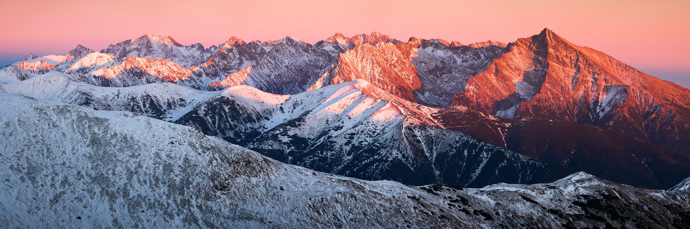 Večerní světlo nad Tatrami, Západní Tatry, říjen 2015